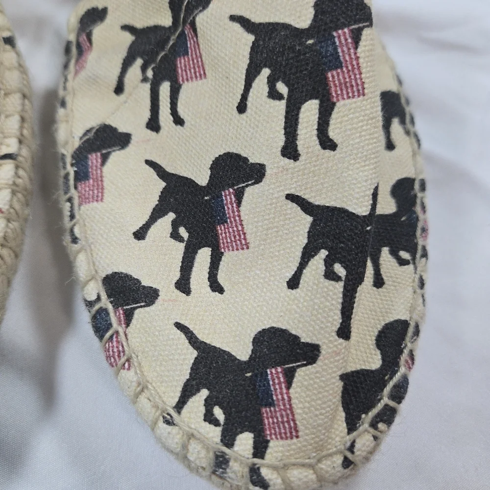 Ubuntu Espadrilles Dog Print, Slip On, Handmade, Size 9 Labrador